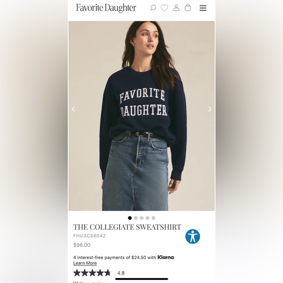 Favorite Daughter The Collegiate Sweatshirt Navy XS Excellent Condition - Picture 1 of 7